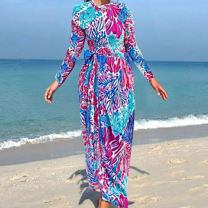 Women’s maxi dress with floral print and bow detail Mune Fashion