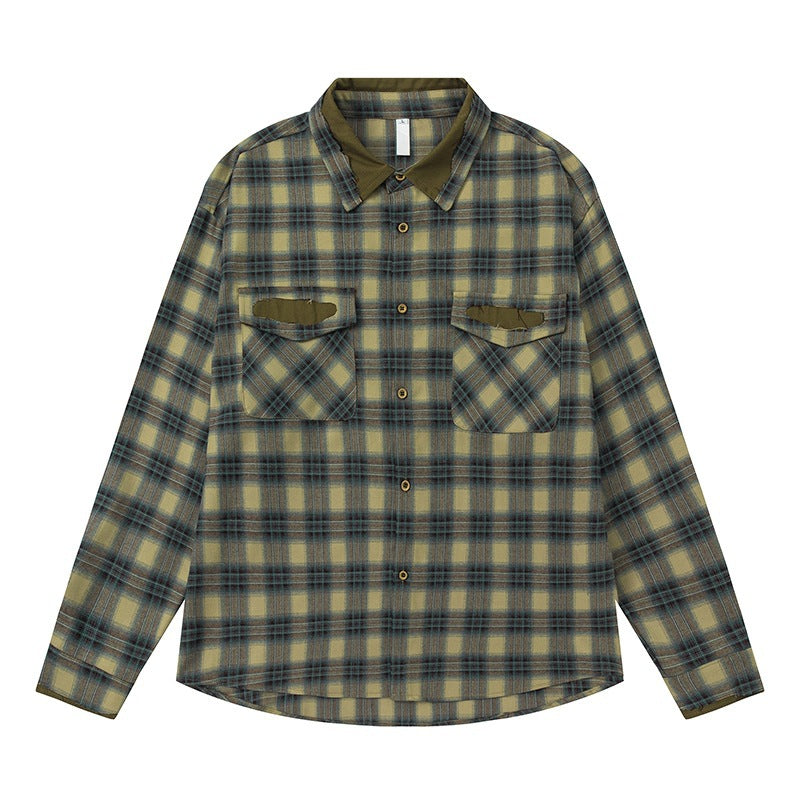 Men's boxy flannel shirt with rounded hem, patch chest pockets, and soft texture Mune Fashion