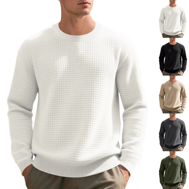 Men's structured knit sweater with waffle texture and round neck Mune Fashion