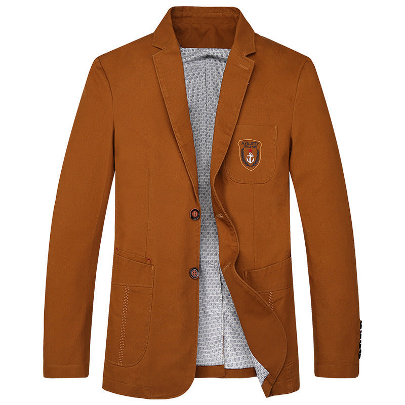 Men's cotton blazer in casual worker style with chest pocket and emblem Mune Fashion
