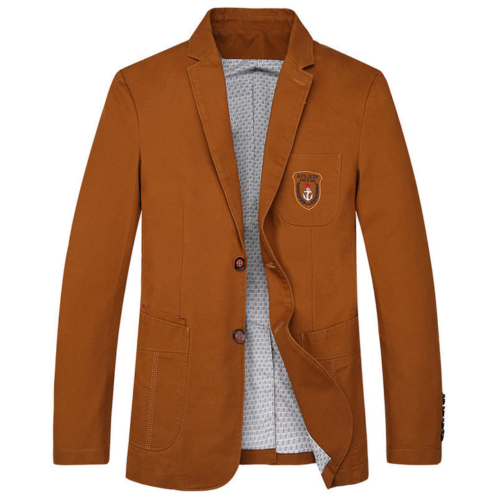 Men's cotton blazer in casual worker style with chest pocket and emblem Mune Fashion