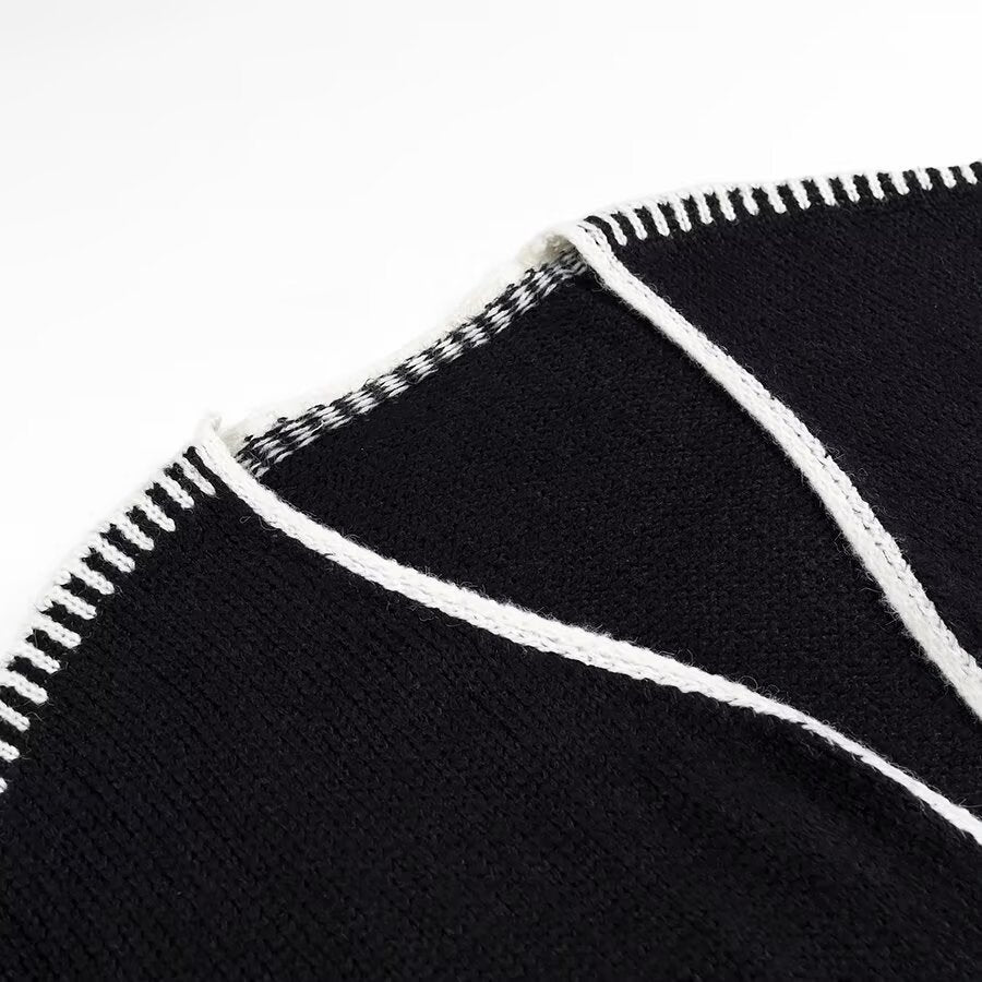 Women's Oversized Cardigan with Contrasting Crochet Edge and Dropped Shoulder Mune Fashion