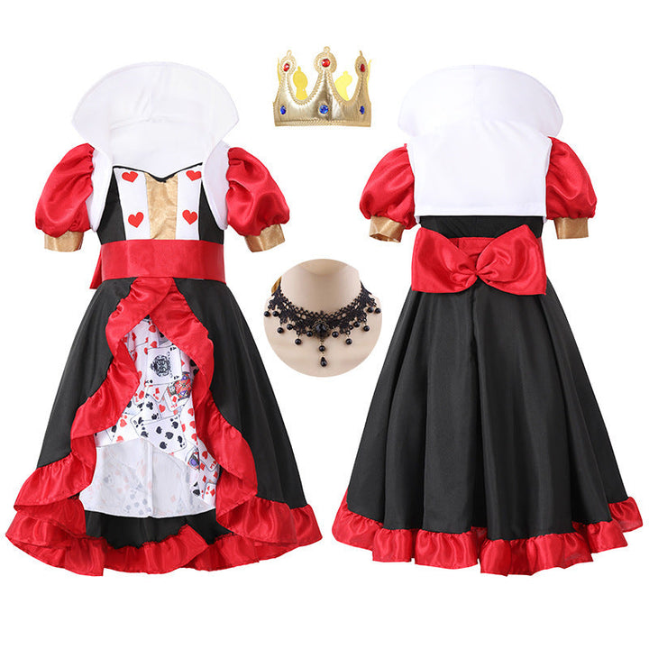 Girl's costume as royal Heart Lady with ruffles and detailed accessories Mune Fashion