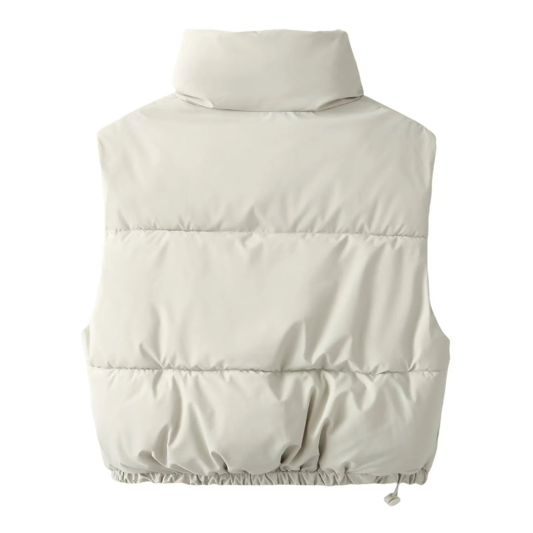 Ladies nan lightweight padded quilted vest with high stand-up collar and elastic hem Mune Fashion