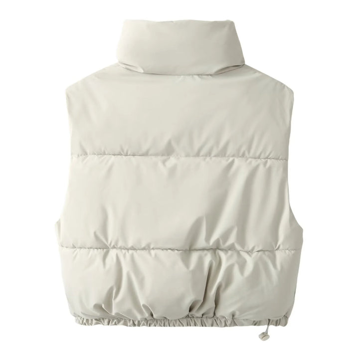 Ladies nan lightweight padded quilted vest with high stand-up collar and elastic hem Mune Fashion