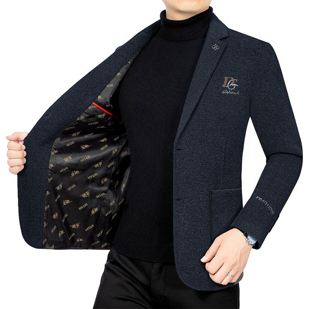 Men's tweed-blend jacket with texture, patch pockets, and patterned lining Mune Fashion