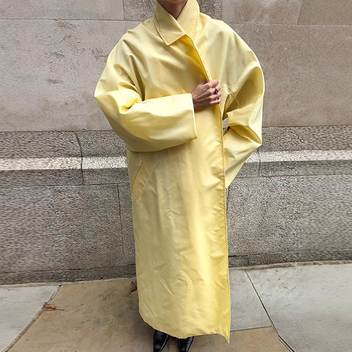 Ladies Maxilength Oversize Coat in Cocoon Cut with Concealed Button Placket Mune Fashion