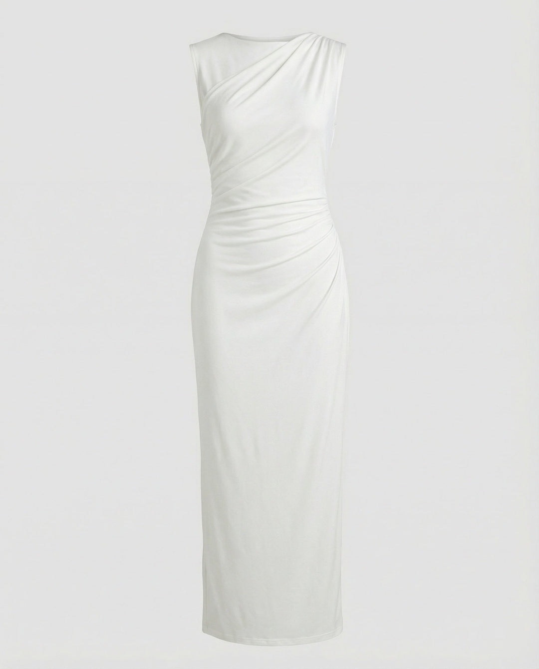 Ladies Satin Maxi Dress with Draping