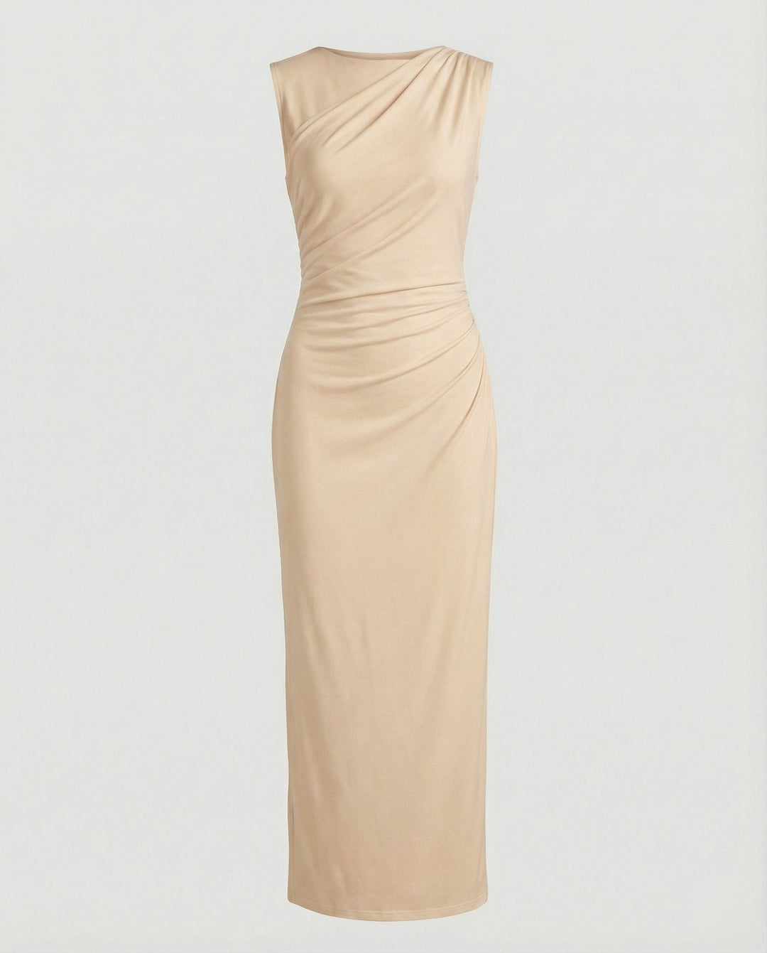 Ladies Satin Maxi Dress with Draping