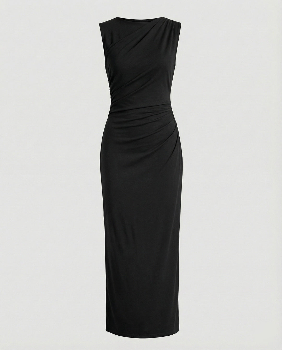 Ladies Satin Maxi Dress with Draping