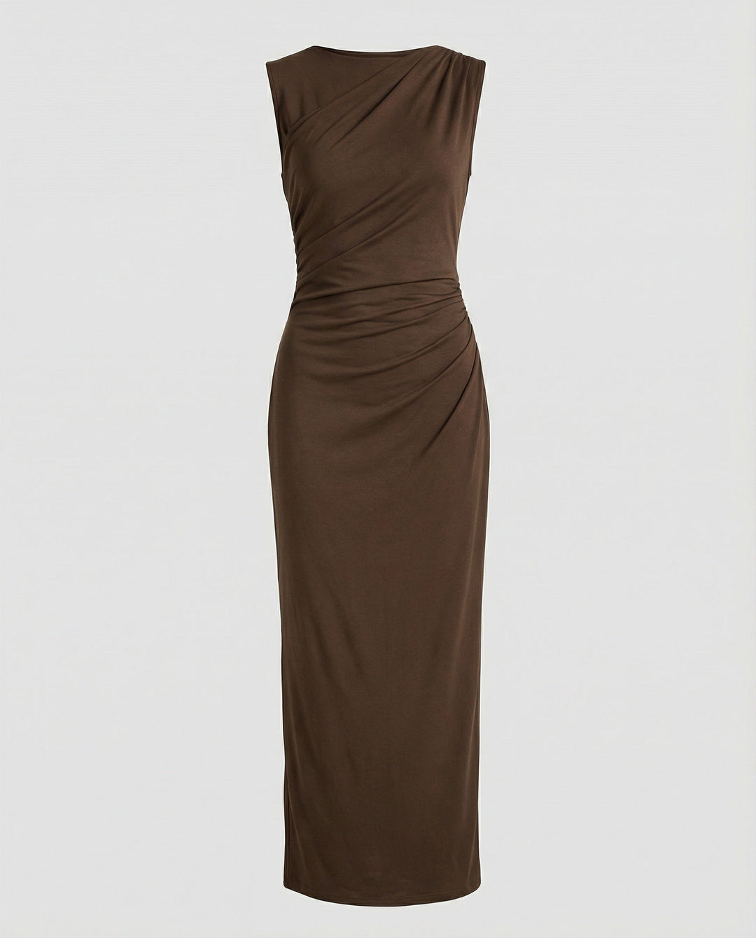 Ladies Satin Maxi Dress with Draping