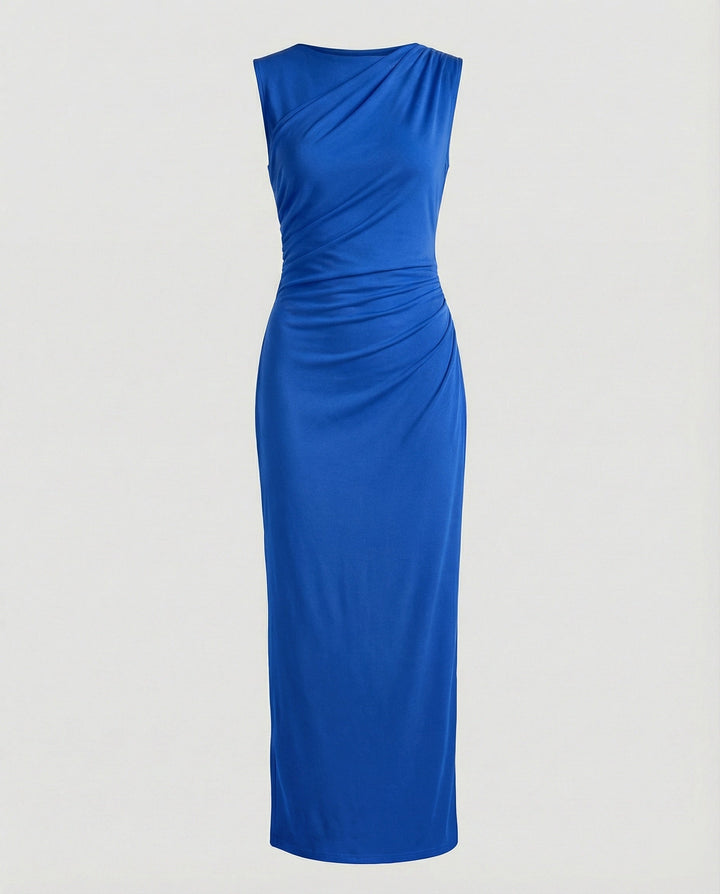 Ladies Satin Maxi Dress with Draping