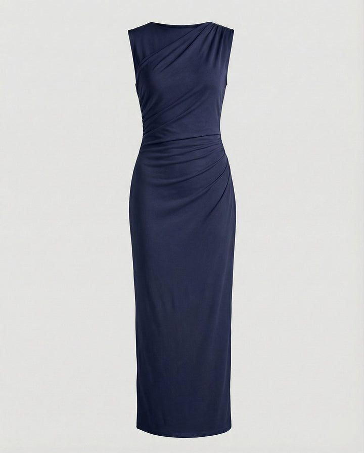 Ladies Satin Maxi Dress with Draping