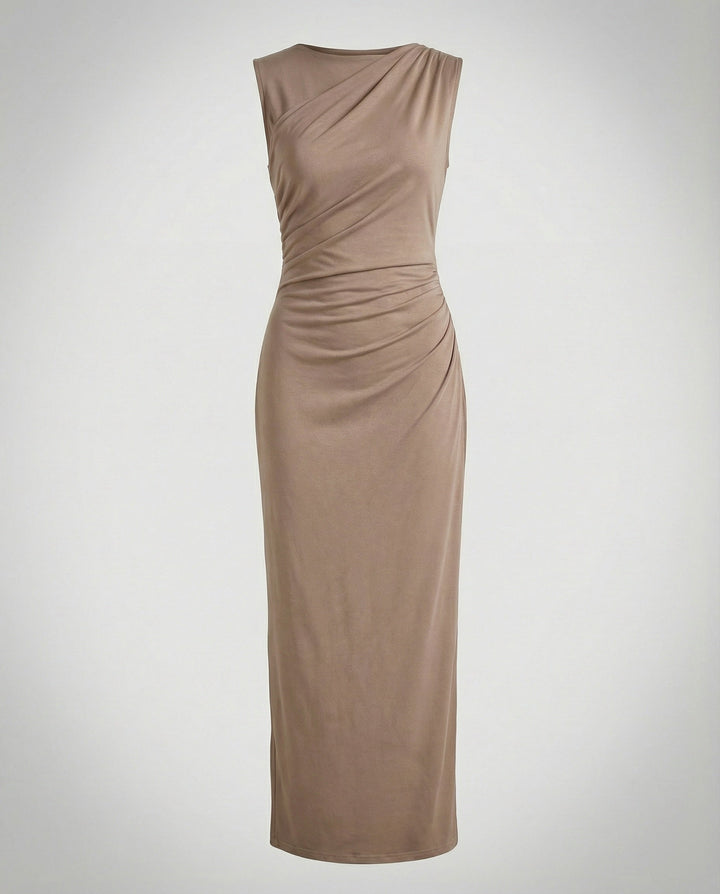 Ladies Satin Maxi Dress with Draping