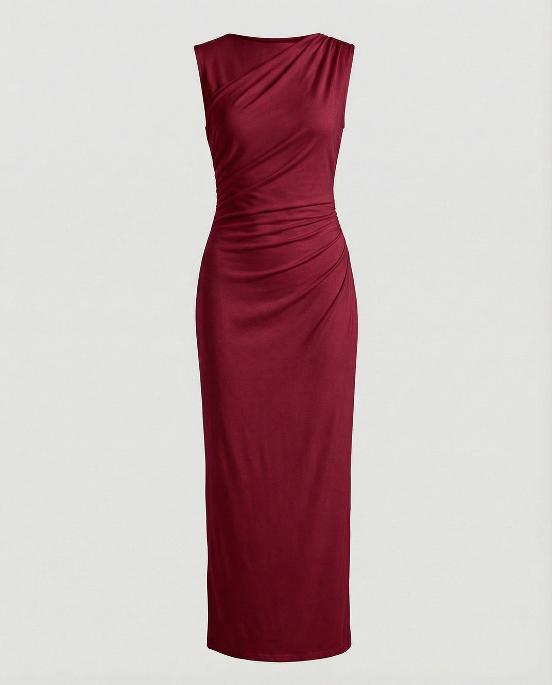Ladies Satin Maxi Dress with Draping