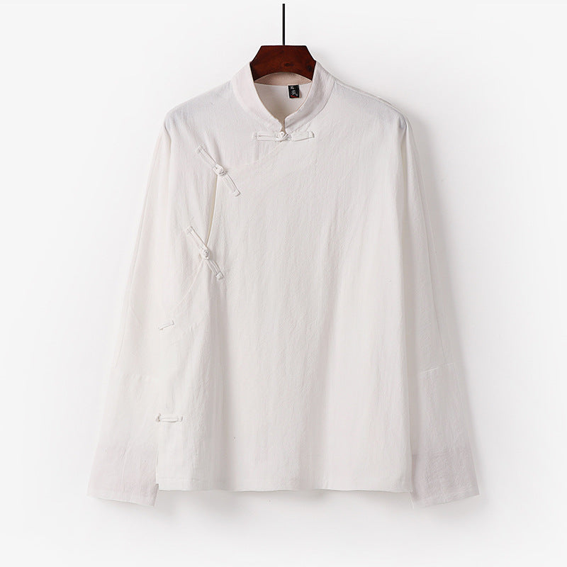 Men's Loose Stand Collar Top with Toggle Buttons and Side Button Placket Mune Fashion