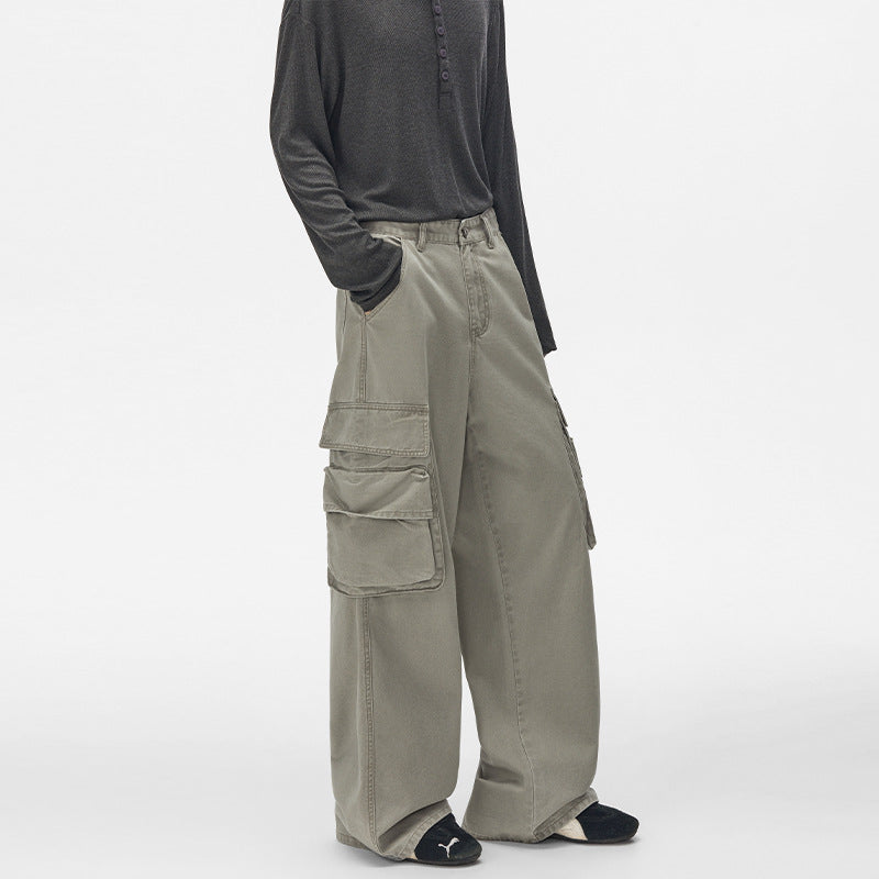 Men's cargo pants with wide cut and large side pockets Mune Fashion