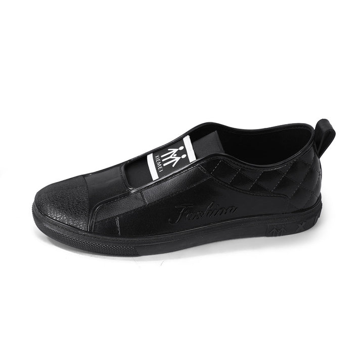 Women Casual Slip-On Sneakers in Leather Look with Quilted Heel and Contrasting Rubber Sole Mune Fashion
