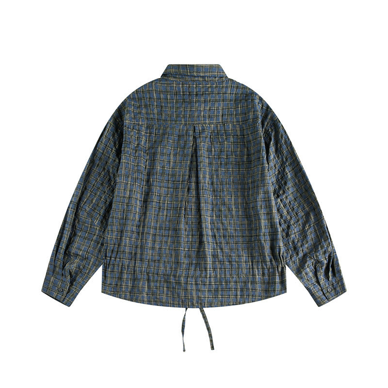 Unisex Checked Overshirt with Drawstring Hem and Concealed Button Placket Mune Fashion