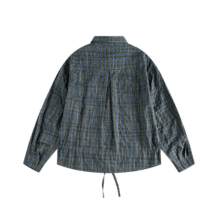 Unisex Checked Overshirt with Drawstring Hem and Concealed Button Placket Mune Fashion