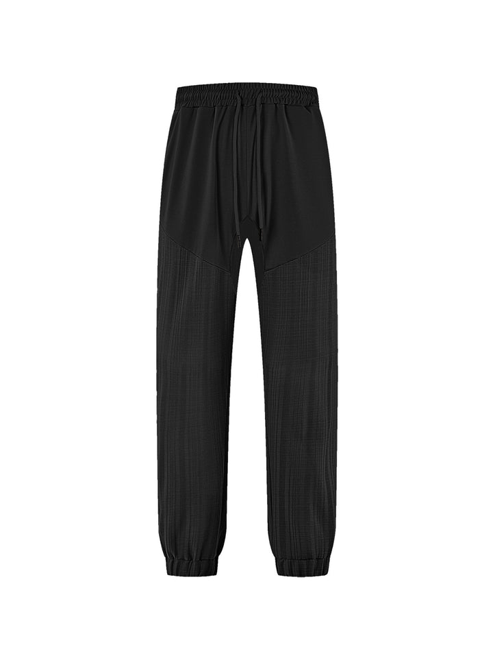 Men's slim-fit jogging pants with elastic drawstring waistband and textured knee panel Mune Fashion
