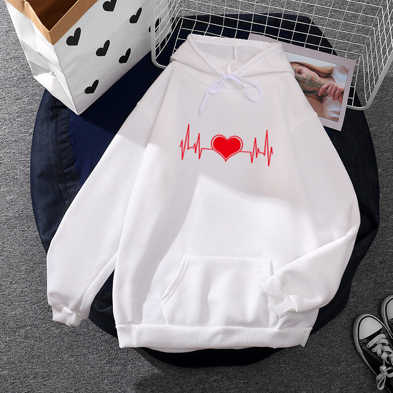 Unisex oversized hoodie with heart EKG print and kangaroo pocket Mune Fashion