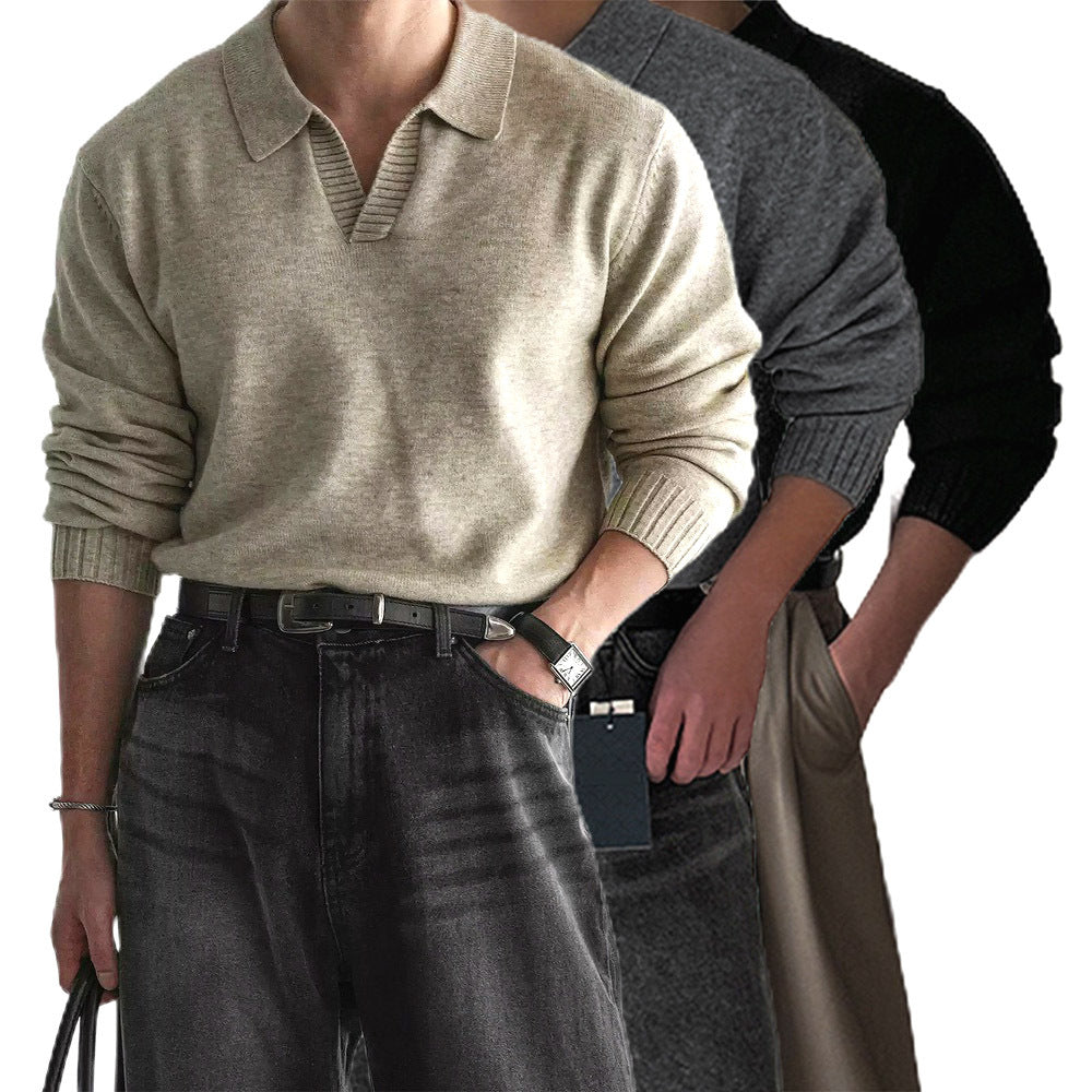 Men's Fashionable Chunky Knit Sweater with Stand-up Collar Mune Fashion