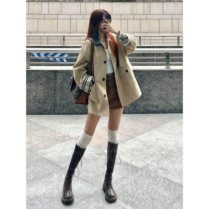 Women's Knee-High Lace-Up Boots with Durable Tread Sole Mune Fashion