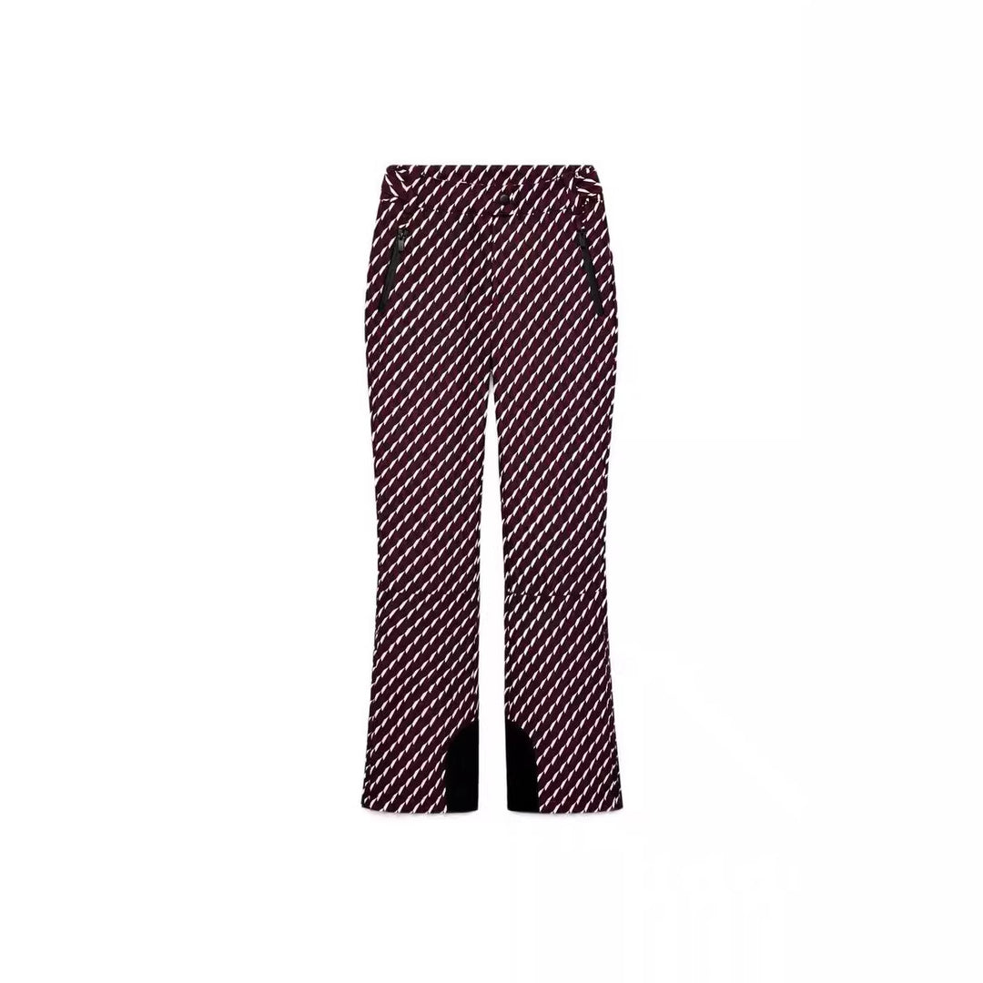 Women's Patterned Stretch Jogging Pants with Flared Leg, Elastic Drawstring Waistband and Zipper Pockets Mune Fashion