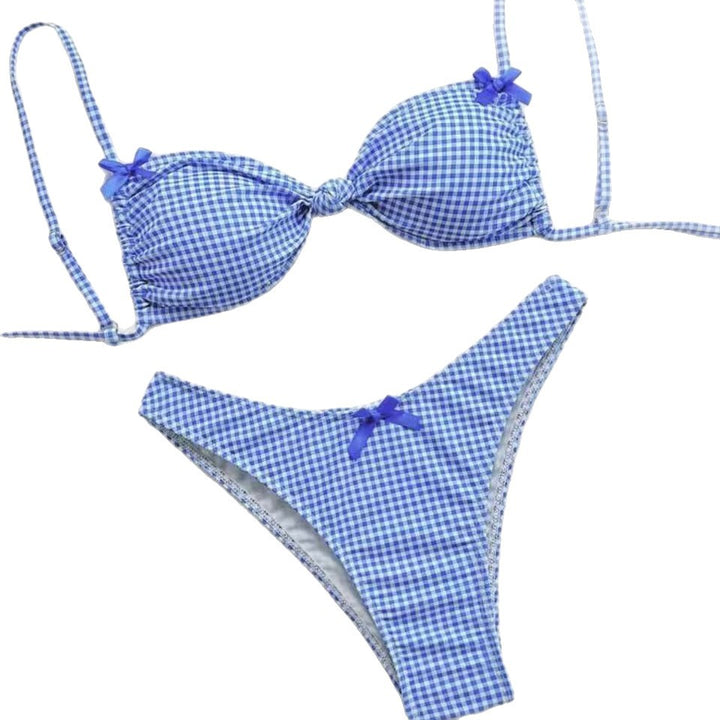 Women's Triangle Bikini with Playful Checkered Pattern Mune Fashion