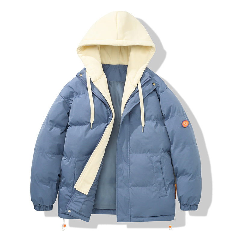 Men's two-layer oversized quilted jacket with integrated contrast hooded inner jacket and thermal insulation Mune Fashion