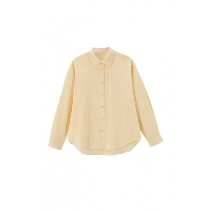 Ladies Oversize Cotton Shirt with Kent Collar, Raglan Sleeves and Rounded Hem Mune Fashion