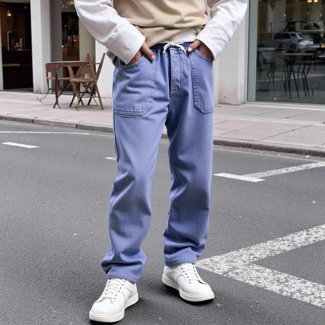 Men's comfortable denim pants with elastic waistband and deep pockets Mune Fashion
