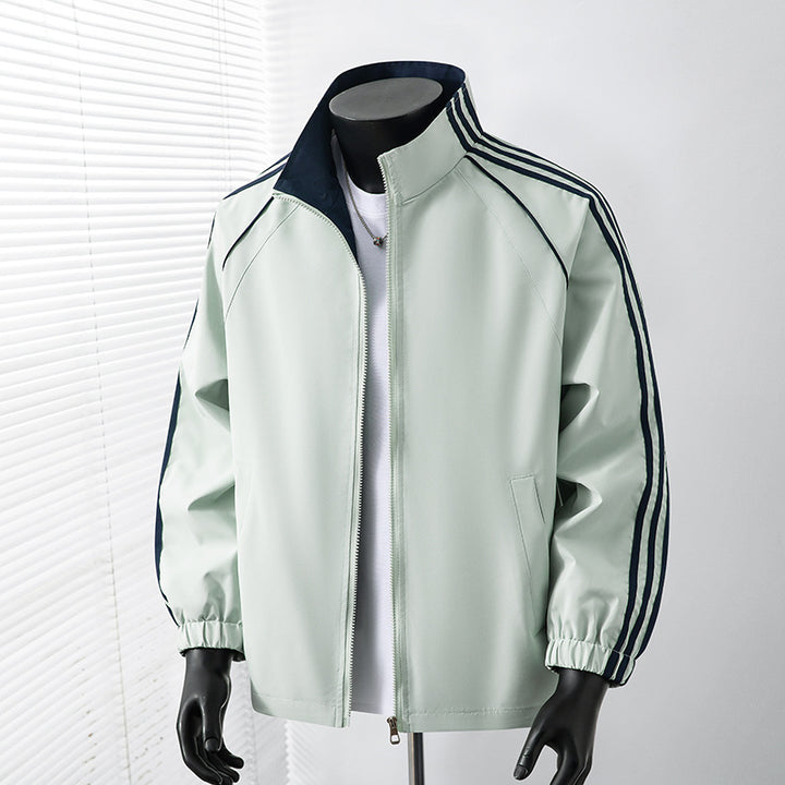 Men's Sporty Windbreaker Jacket with High-Closing Collar