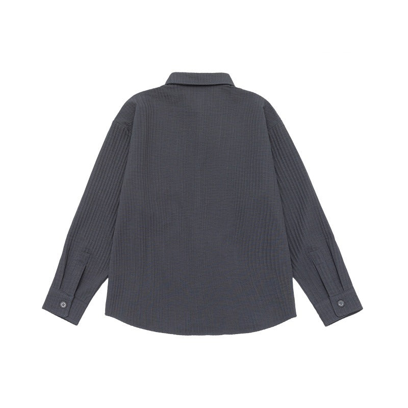 Unisex Textured Oversized Shirt Jacket with Waffle Structure and Chest Pocket Mune Fashion