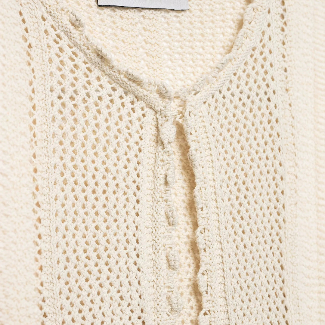 Ladies Crocheted Short Cardigan with Scallop Edge and Eyelet Pattern Mune Fashion