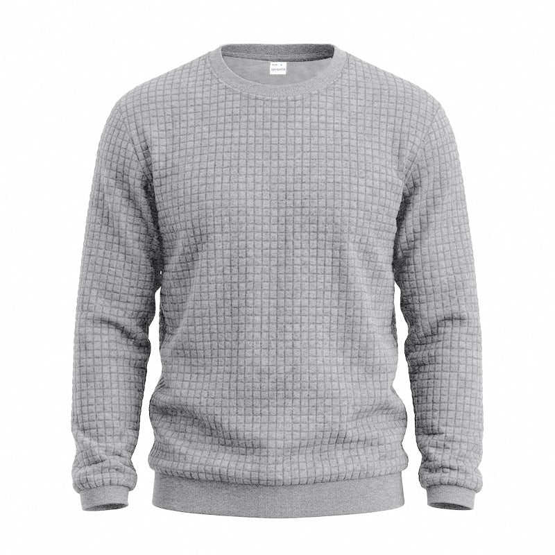 Men's Structured Round Neck Sweatshirt with Waffle Texture and Ribbed Cuffs Mune Fashion