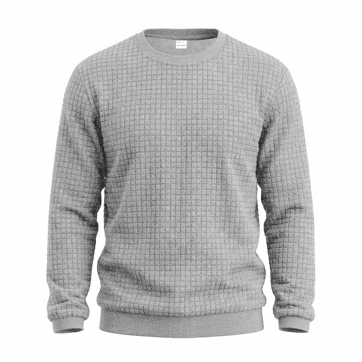Men's Structured Round Neck Sweatshirt with Waffle Texture and Ribbed Cuffs Mune Fashion