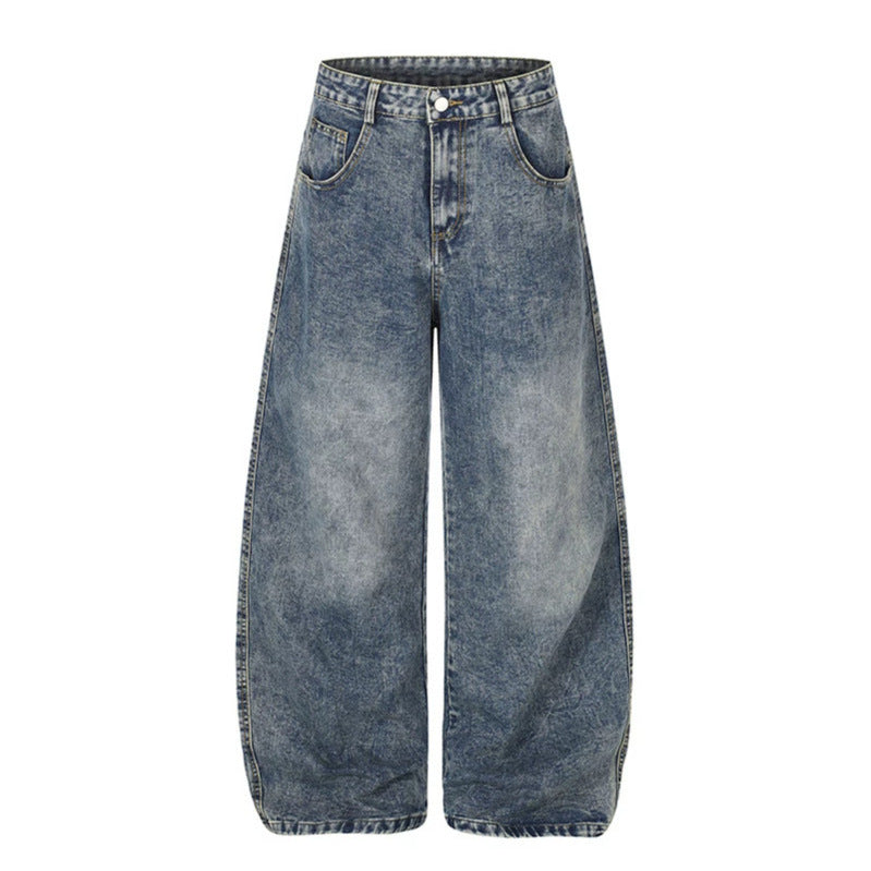 Women's High-Waist Wide Palazzo Jeans with Statement Patches and Retro Embellishments Mune Fashion