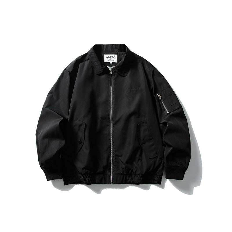 Men's Lightweight Utility Zip Jacket with Zipper, Arm Pocket and Elastic Hem Mune Fashion
