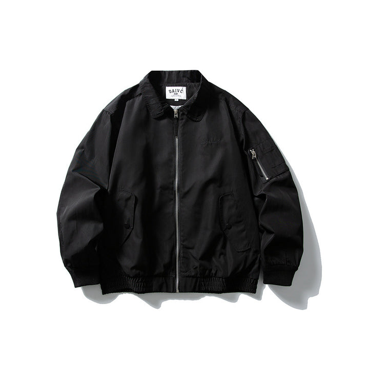 Men's Lightweight Utility Zip Jacket with Zipper, Arm Pocket and Elastic Hem Mune Fashion