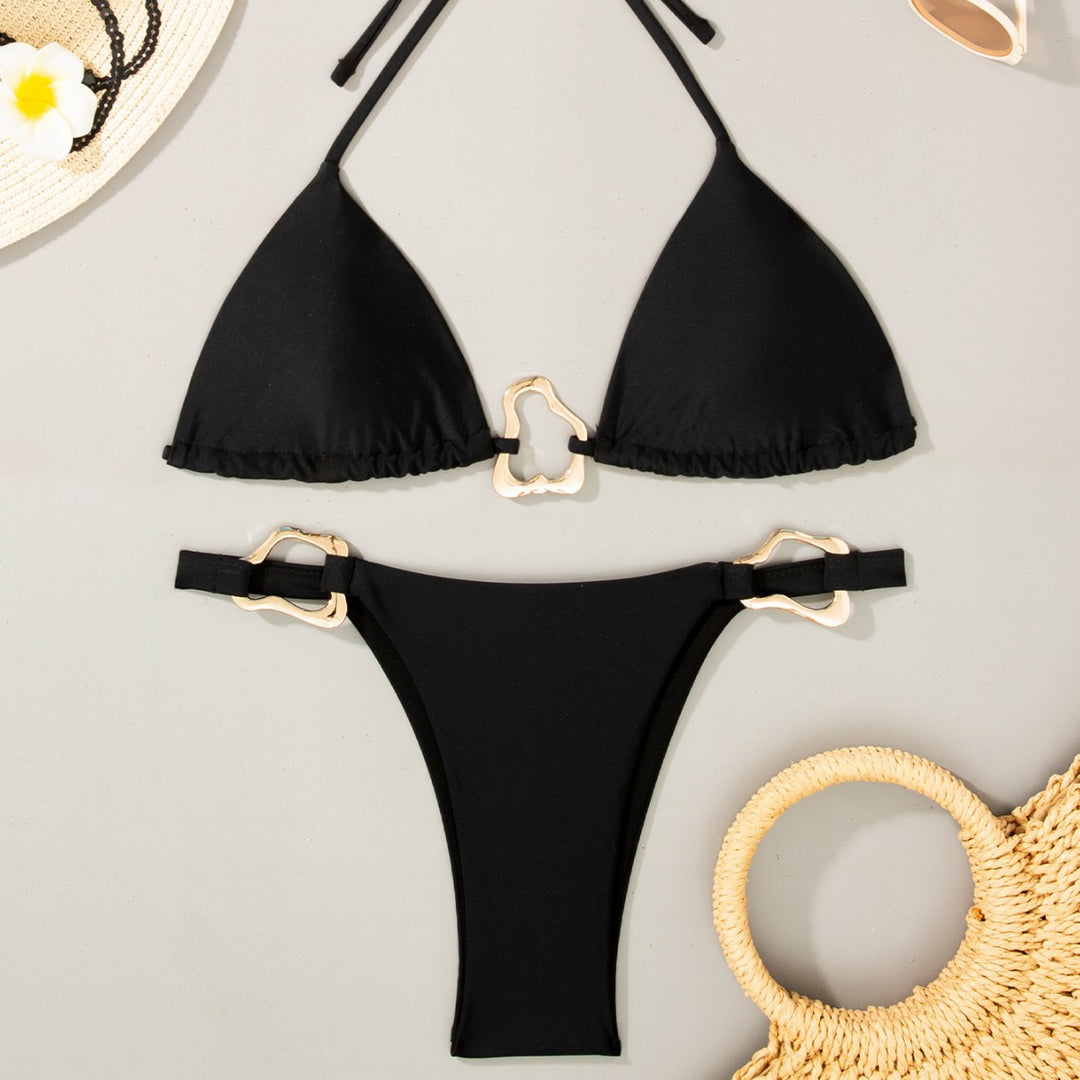 Women's triangle bikini with adjustable halter and elegant buckle detail Mune Fashion