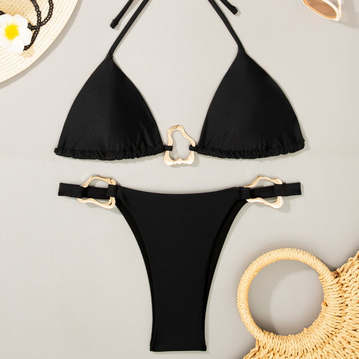Women's triangle bikini with adjustable straps and decorative buckles Mune Fashion
