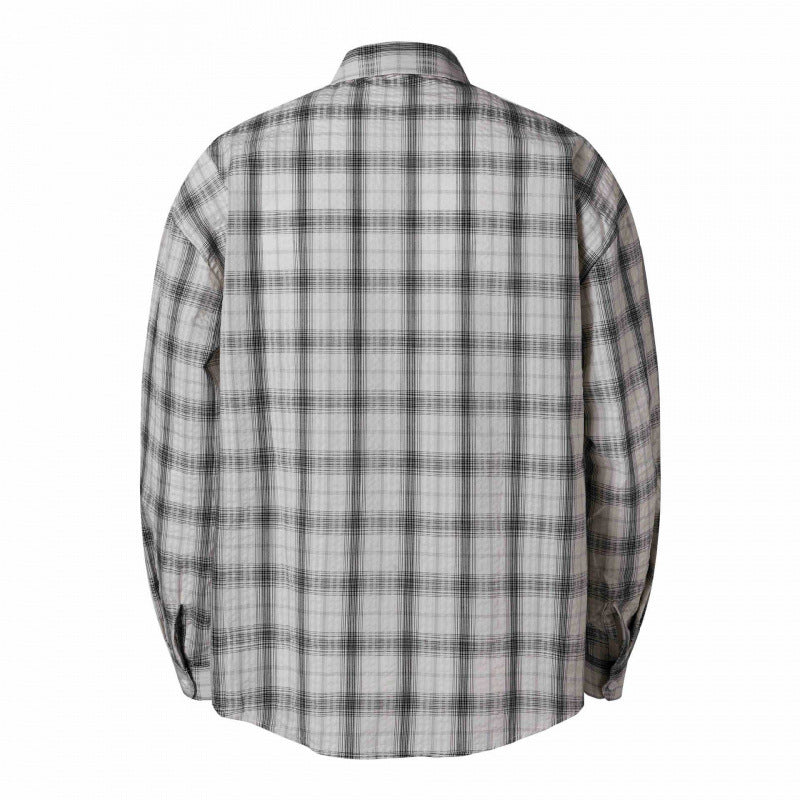 Unisex Oversized Checkered Shirt in Linen Blend with Shirt Collar, Chest Pocket, and Boxy Silhouette Mune Fashion