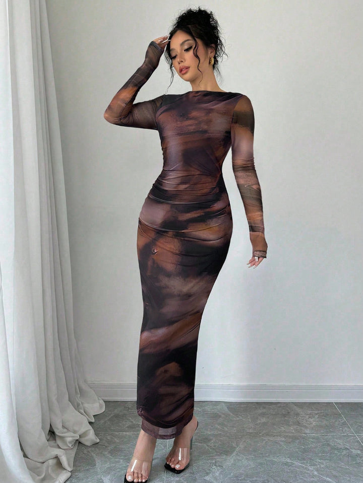 Ladies Elegant Wrap Dress with Texture Mune Fashion