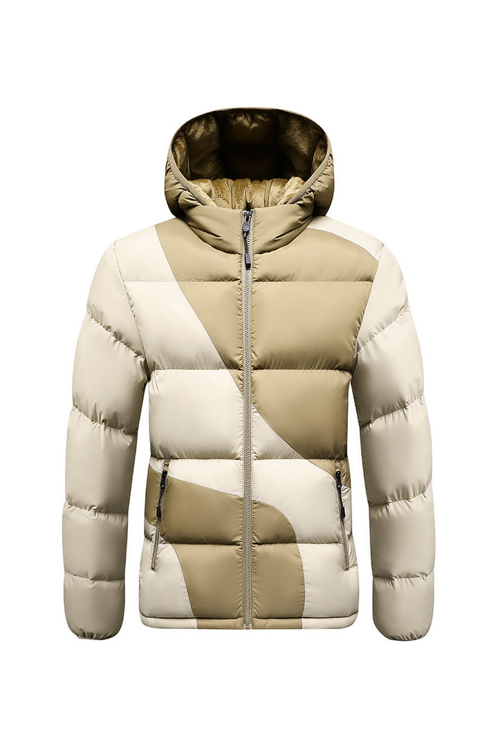 Men's quilted jacket with contrasting panels, hood, and thermal synthetic filling Mune Fashion