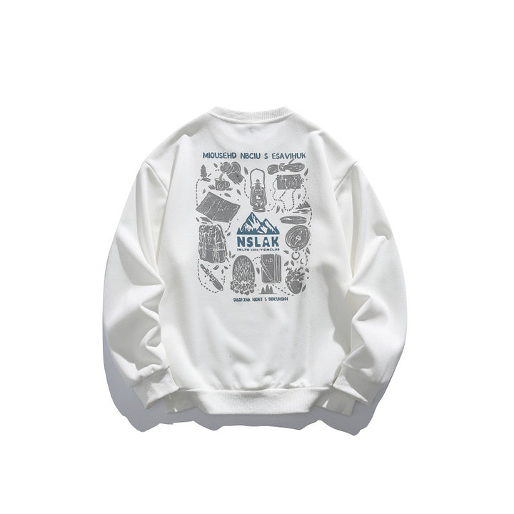 Unisex Loose Round Neck Sweatshirt with fine Waffle Structure Mune Fashion