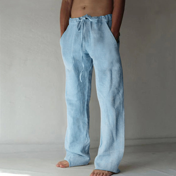 Men's relaxed linen pants with wide leg and drawstring waist Mune Fashion