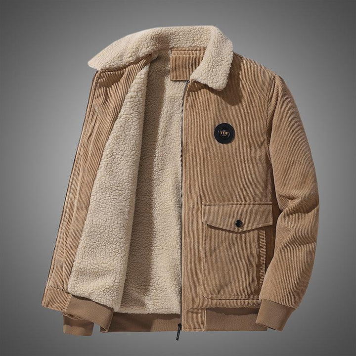 Men's cord jacket with continuous sherpa lining and patch pockets Mune Fashion