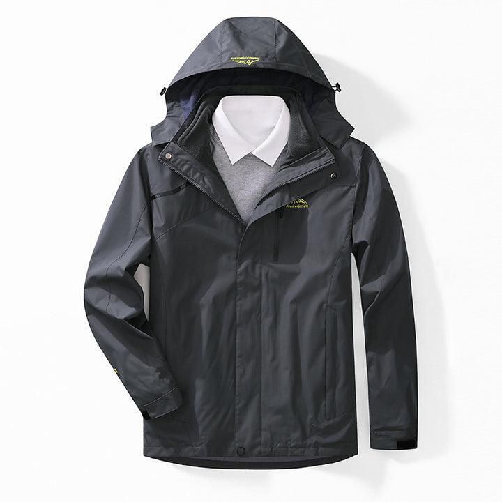 Men's two-layer waterproof outdoor jacket with fleece collar and hood Mune Fashion